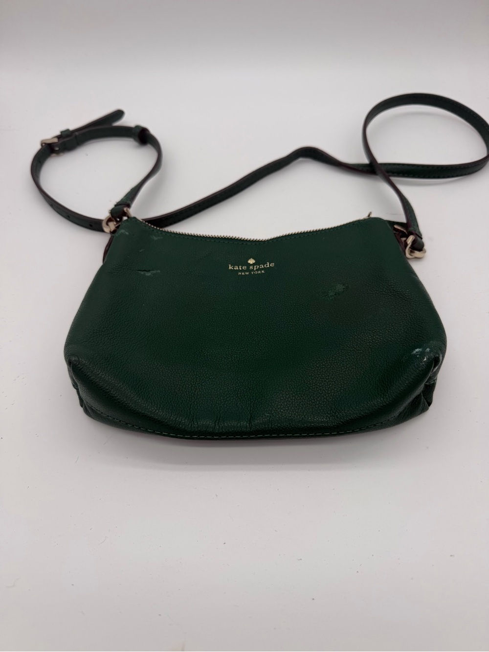 kate spade Forest Green Leather Crossbody with Gold Logo